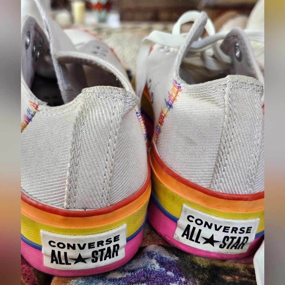 Converse Chuck Taylor All Star Lift OX Rainbow Platform Sneakers Women Sz. 9 $90 - Picture 5 of 9